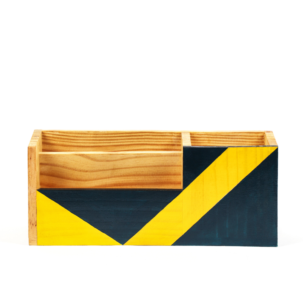 Edge Hand-Painted Wooden Desk Organizer | Minimal Storage Box