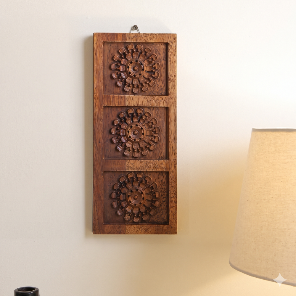 Padma Jharokha Sheesham Wall Plates (Set of 3)