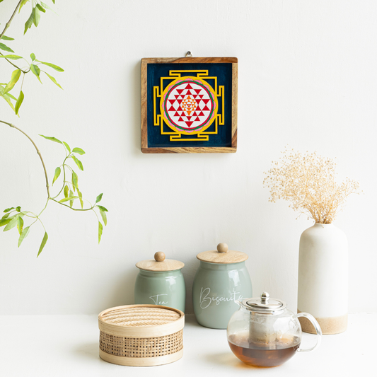 Shree Yantra Wall Plates | Spiritual Wooden Wall Art