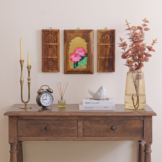 Padma Jharokha Sheesham Wall Plates (Set of 3)