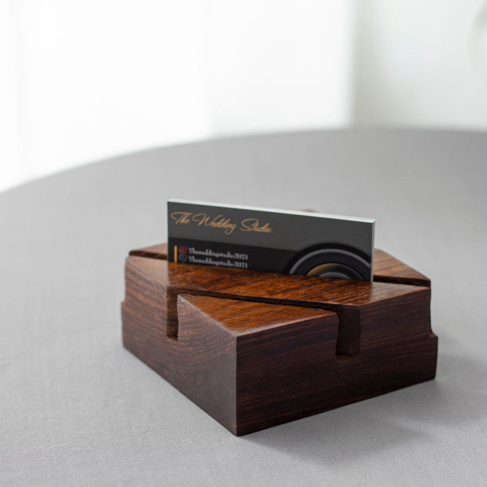 Sahaj Sheesham Wood Visiting Card Holder | Premium Desk Organizer