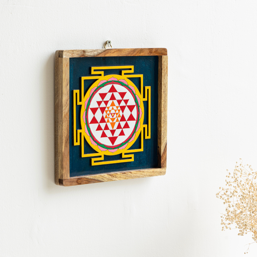 Shree Yantra Wall Plates | Spiritual Wooden Wall Art