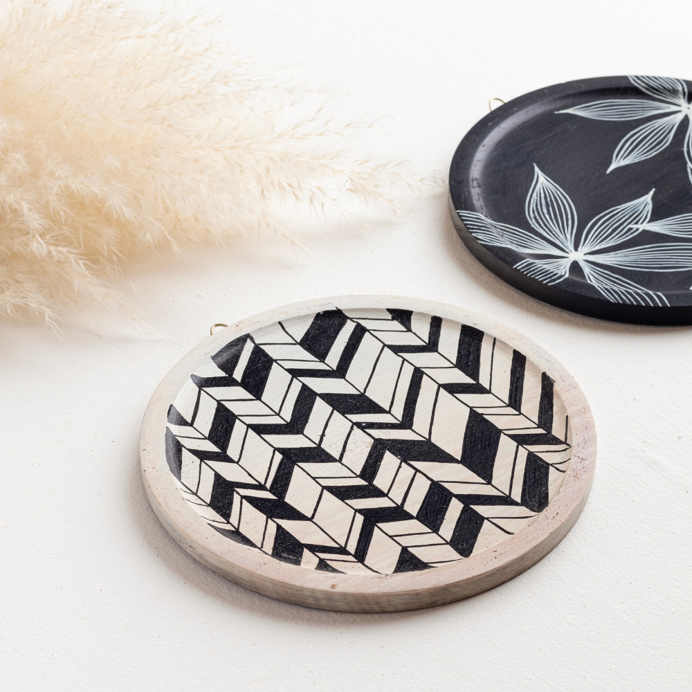 Abha Hand-Painted Wall Plates | Wooden Wall Decor Set