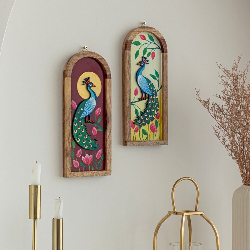 Aruni Wooden Wall Plates | Artistic Wall Hanging Set