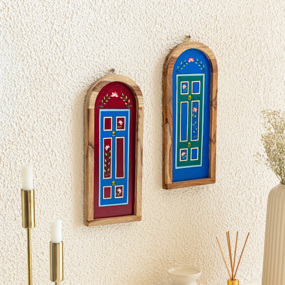 Vijay Dwar Wooden Wall Plates | Traditional Entry Decor