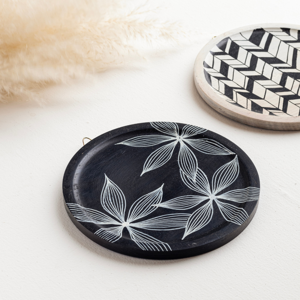 Abha Hand-Painted Wall Plates | Wooden Wall Decor Set