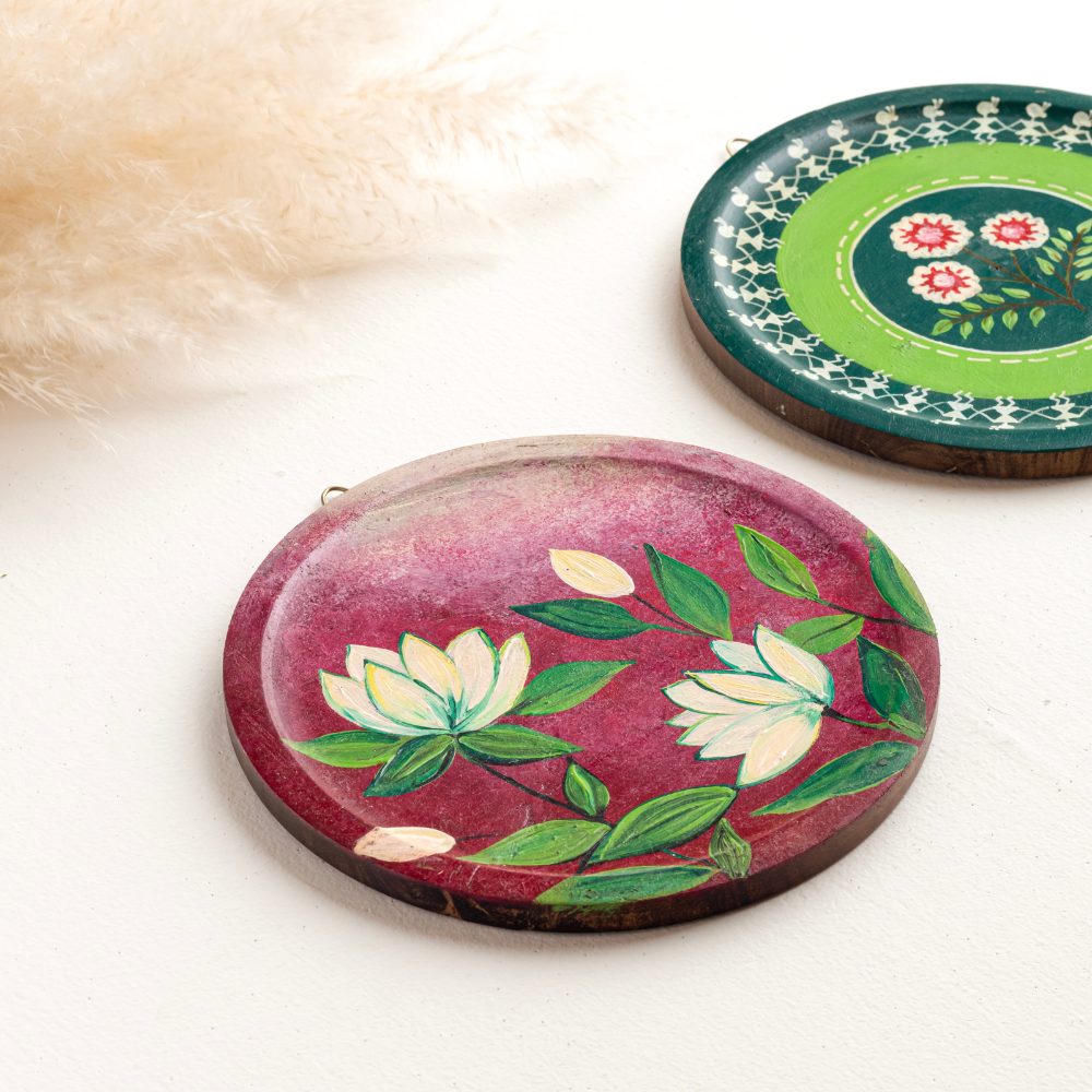 Lavnya Hand-Painted Wall Plates | Luxury Wall Decor