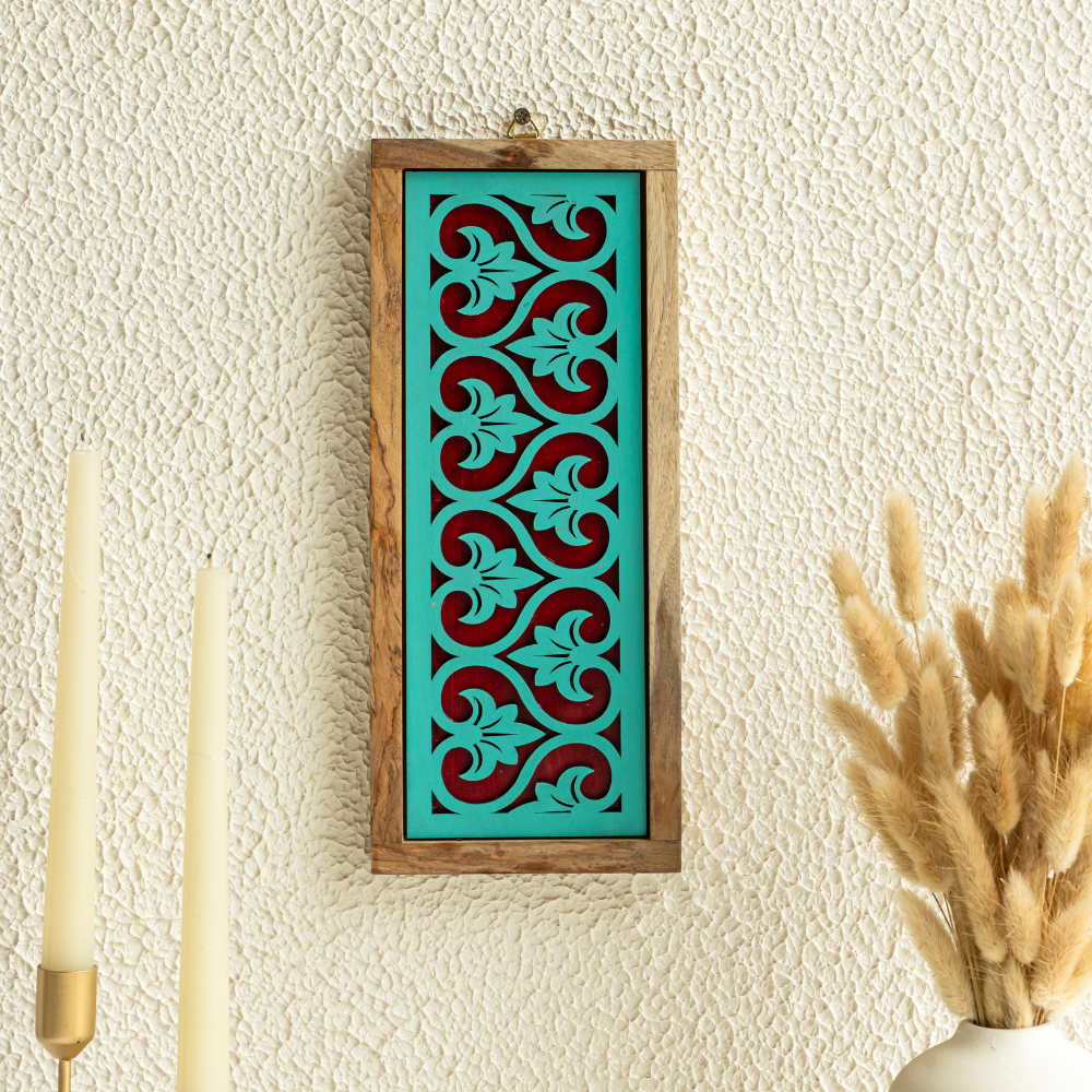 Mirai woods ¨ Sristi-Wall Plates Decor Hanging for Home | Living Room | Dining | Staircase | Wall Hanging | Hand Painted Solid Wood Vertcial Plates | Set of 2 | Size-5"x12"