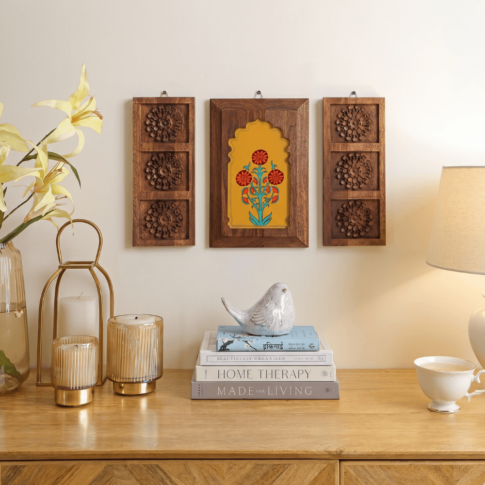 Carvi marigold wall decor set of 3 full view