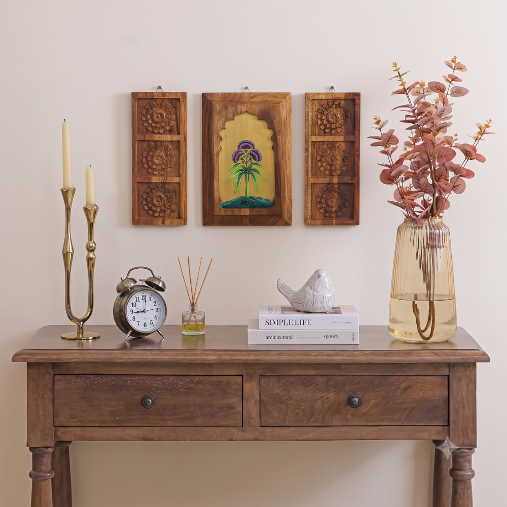 "Kusuma-Jharokha" Sheesham Wall Plates (Set of 3) | Mirai Woods