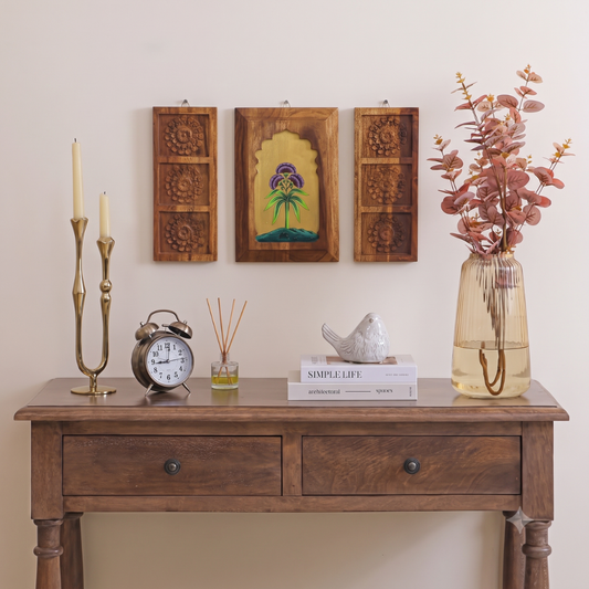 "Kusuma-Jharokha" Sheesham Wall Plates (Set of 3) | Mirai Woods
