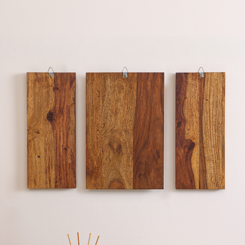 "Kusuma-Jharokha" Sheesham Wall Plates (Set of 3) | Mirai Woods