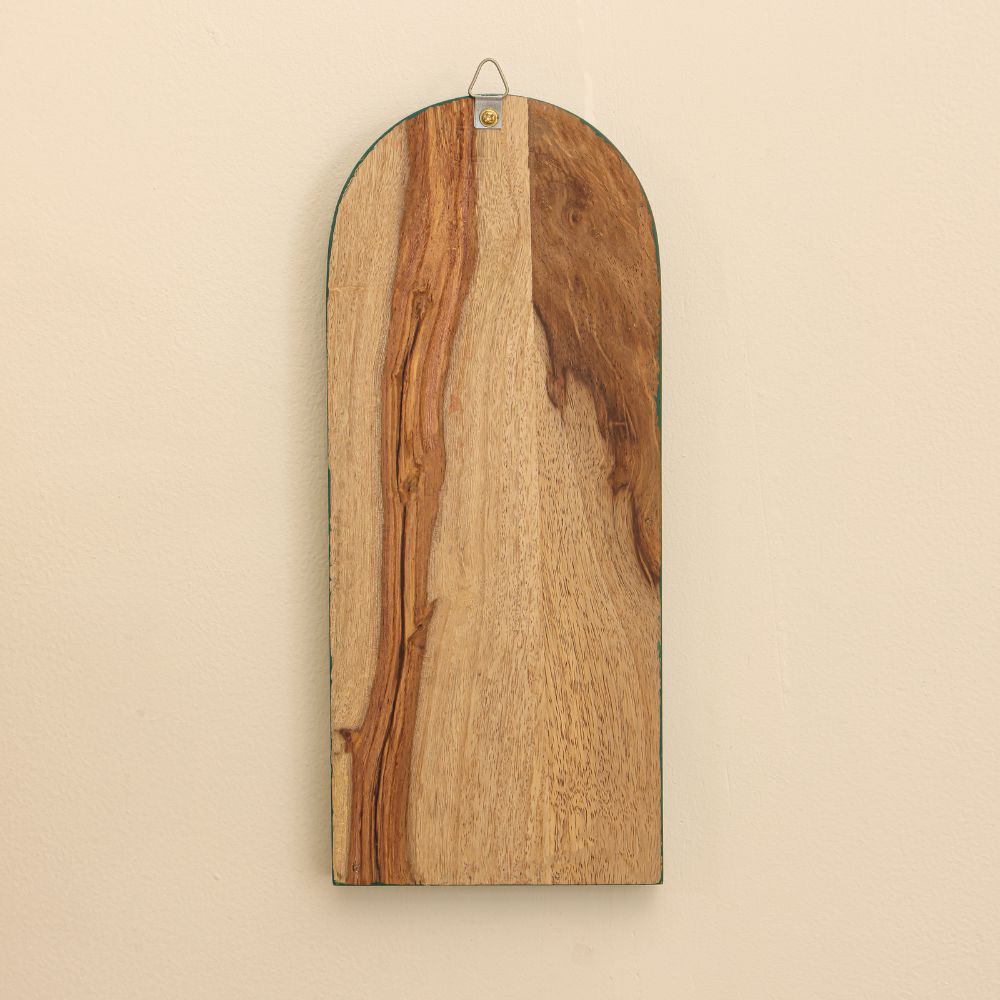 “Haritāvalī” Arched Handcrafted Wooden Wall Art with Cane Webbing & Floral Artwork