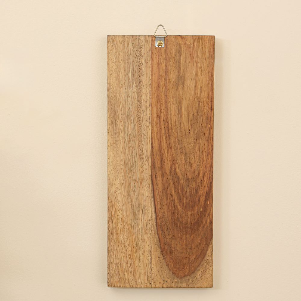 “Harit-Kusumam” Handcrafted Wooden Wall Art with Cane Webbing & Teal Floral Inlay